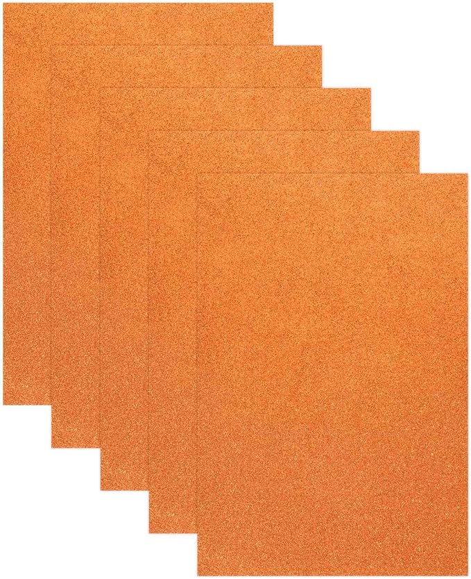 MECCANIXITY 5 Sheets Orange Shiny Foam Sheets, 8 Inch x 12 Inch Sparkle EVA
