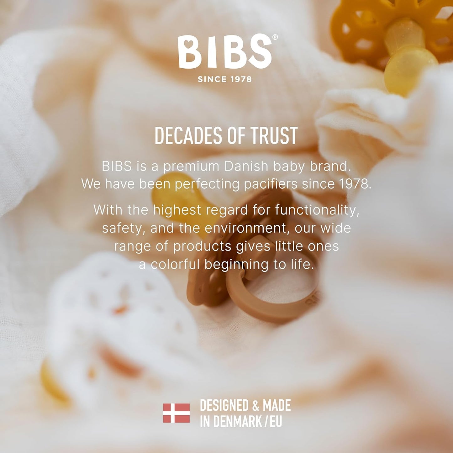 BIBS Pacifiers - Boheme Collection | BPA-Free Baby Pacifier | Made in Denmark | Set of 2 Vanilla/Dark Oak Color Premium Soothers | Size 0-6 Months