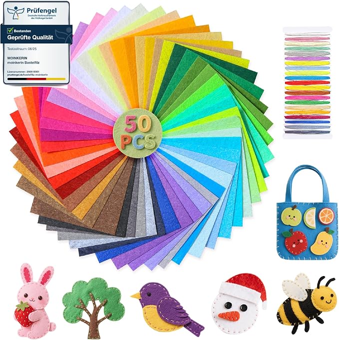 moinkerin 50Pcs Felt Sheets for Crafts