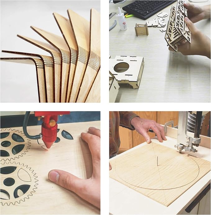 CRAFTIFF Plywood Board Basswood Sheets 1/16 inch, Thin Natural Unfinished Wood
