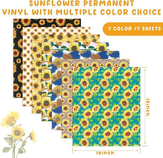 Tintnut Sunflower Permanent Vinyl 12x10in 7 Sheets Permanent Adhesive Vinyl |