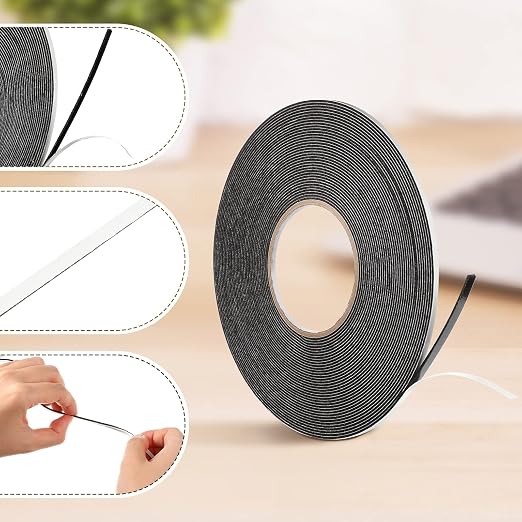 Tatuo 2 Rolls Double Sided Foam Tape 1/8 Inch by 50 Feet Black PE Foam Tape