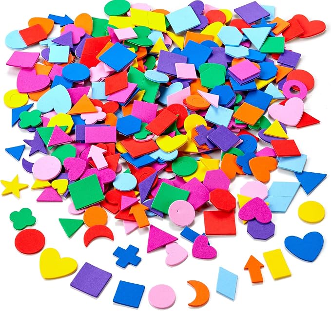 1050PCS Assorted Foam Shapes Stickers, Bulk Collage Materials |