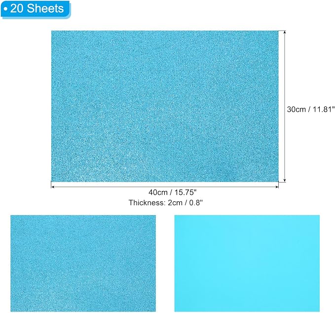 PATIKIL 20 Sheets 2mm Glitter Foam Sheet