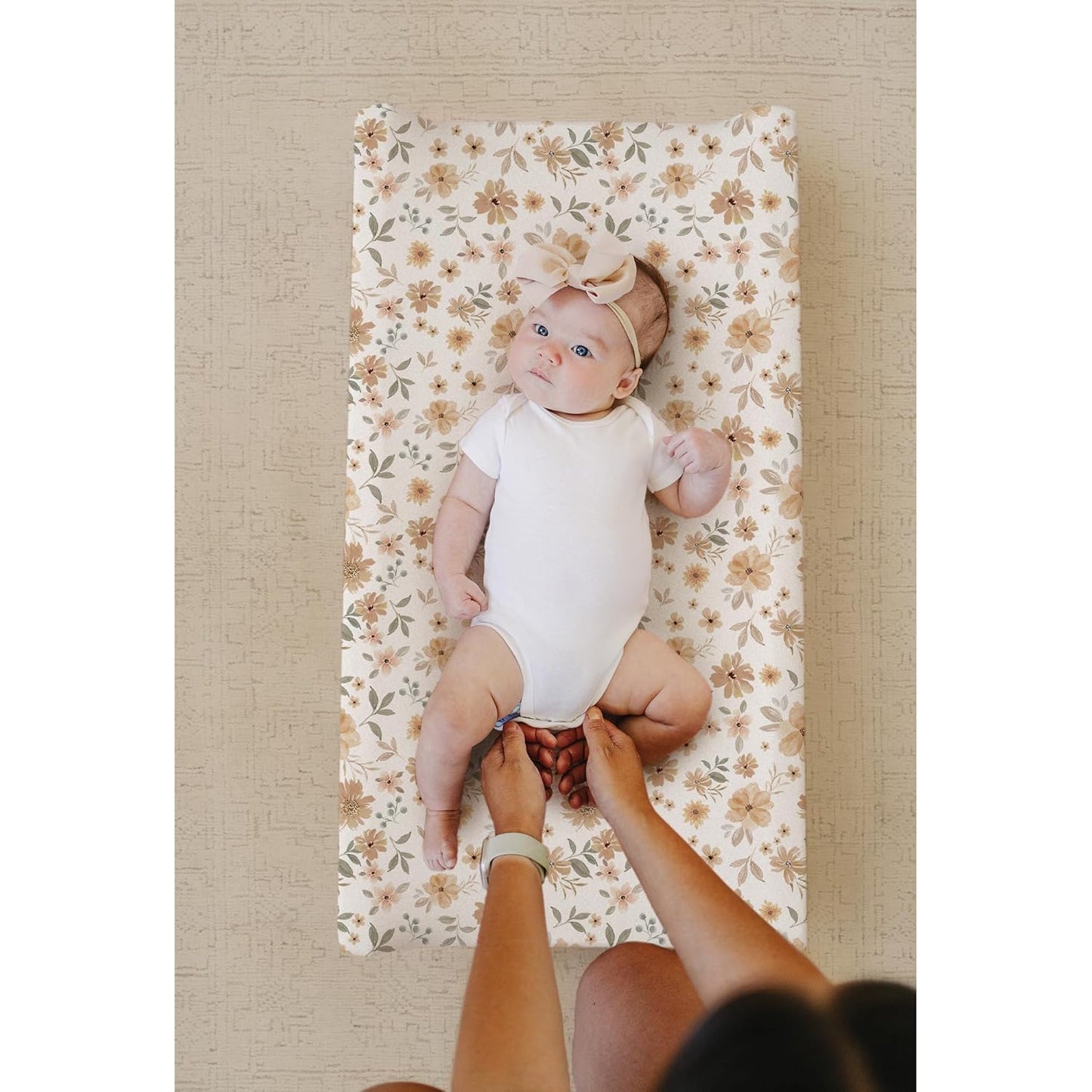 Konssy Minky Changing Pad Cover 2 Pack, Soft Minky Dots Plush Diaper Changing Table Cover Set, Breathable Changing Pad Sheets for Baby Girls Boys (Flourish, Clay)