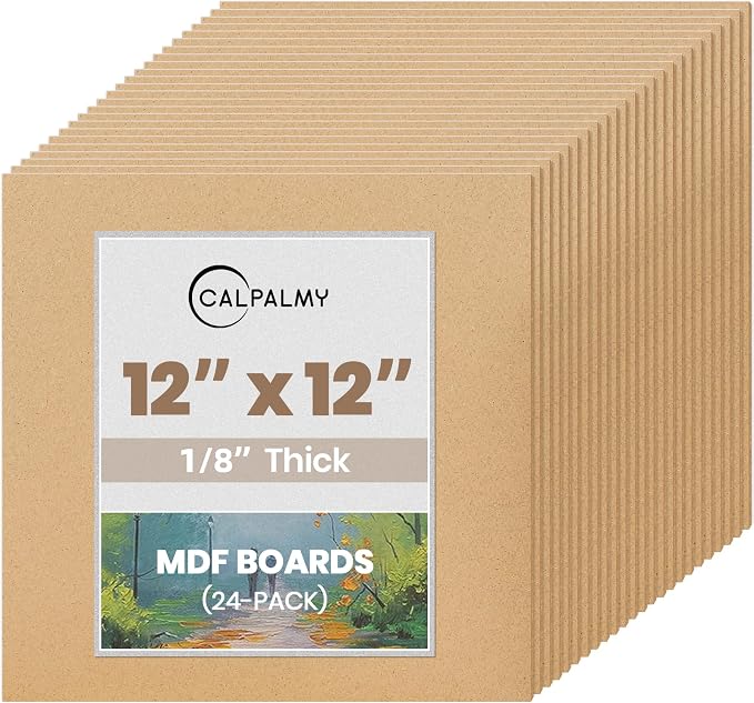 CALPALMY 24-Pack MDF Board 1/8 Inch Thick 12" x 12" Unfinished Wood Panels