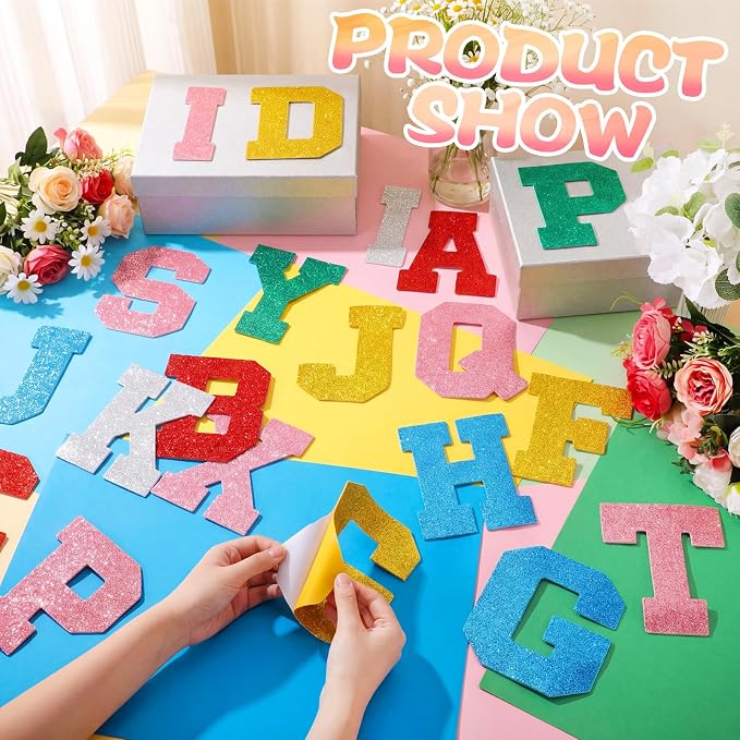WILLBOND 52 Pcs Glitter Foam Alphabet Letters