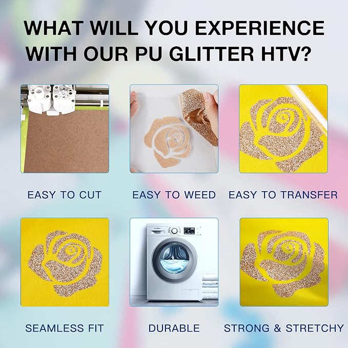 HTVRONT Glitter HTV Vinyl Roll