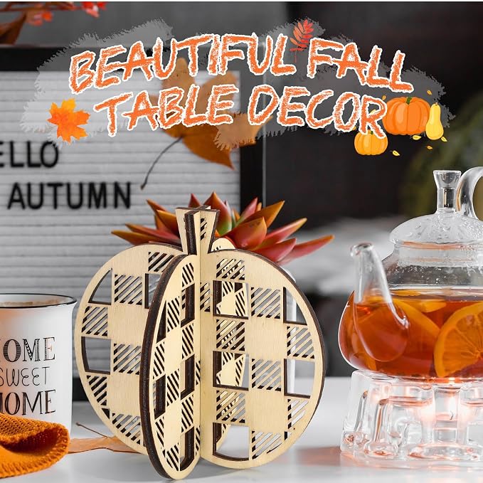 Huwena 36 Pcs Fall Crafts Set 24 Wooden Pumpkin Cutouts