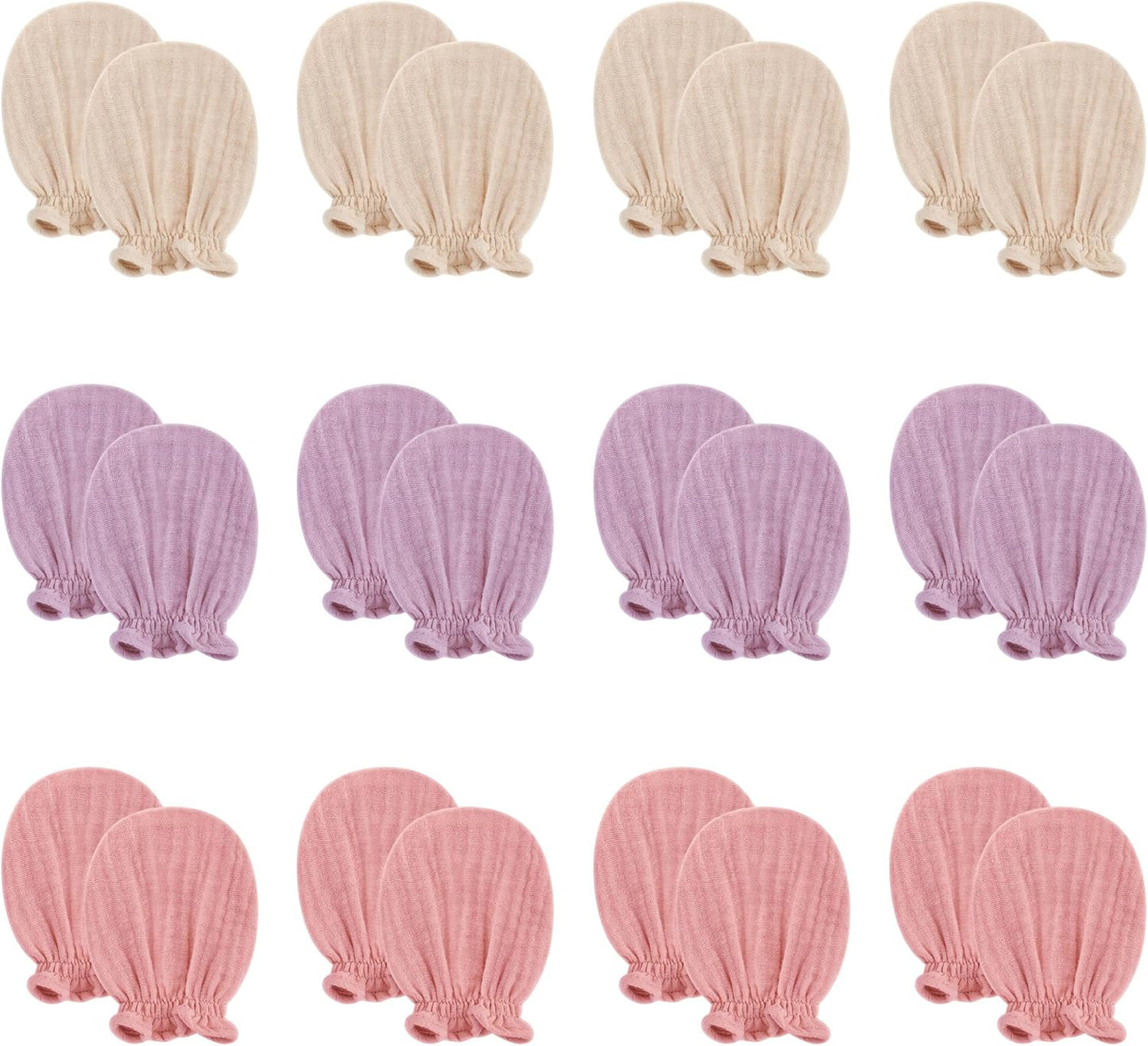 Pro Goleem Muslin Baby Mittens for Newborn, 100% Cotton No Scratch Soft Breathable Gloves for Boys and Girls 0-6 months