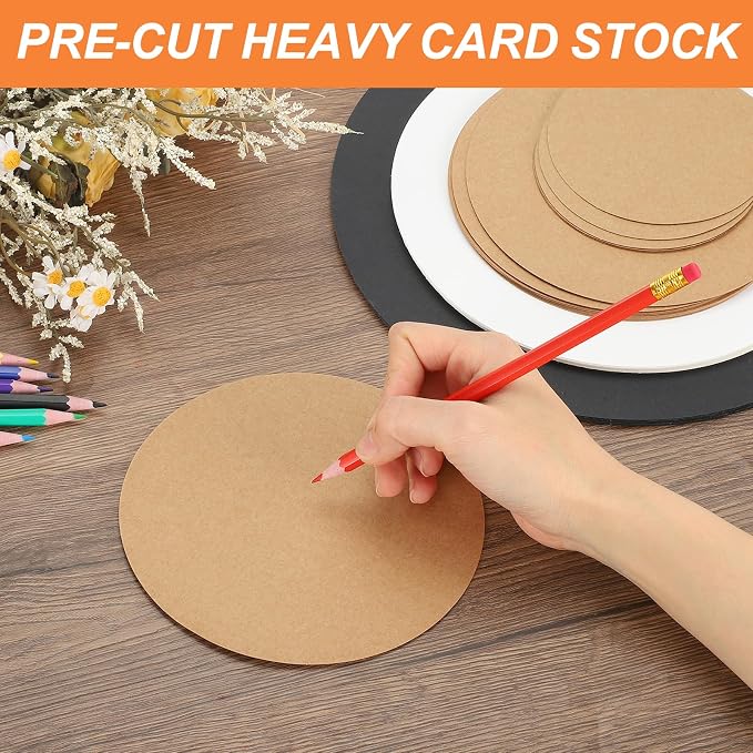 MECCANIXITY 24 Pcs Circle Card Stock, 15 Inch Round Cutouts Paper Thick