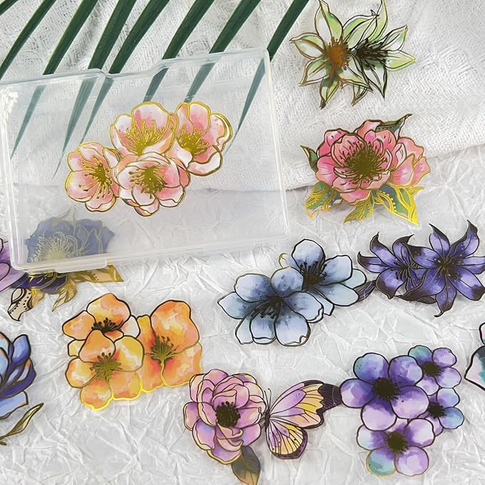 50Pcs Flower Stickers for Scrapbooking Journaling Junk Journal Scrapbook
