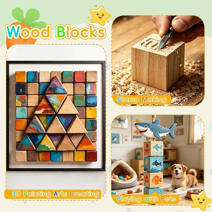 Cheardia 30 Pack 2 Inch Wooden Blocks