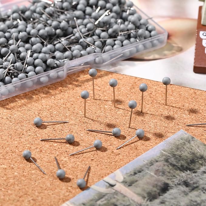WILLBOND 500 Pack Map Push Pins Map Tacks Small Round Head Push Pins Thumb Tacks