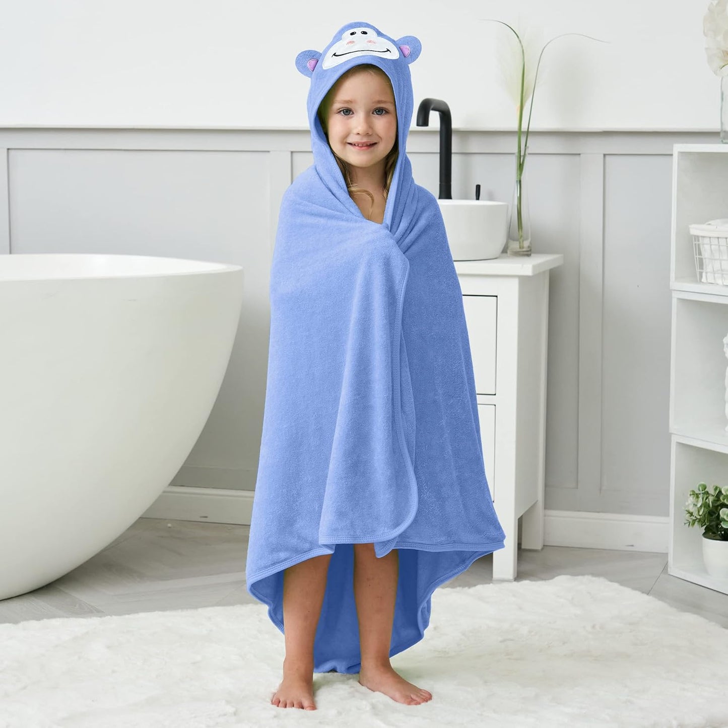 HIPHOP PANDA Hooded Towel - Rayon Made from Bamboo, Bath Towel with Bear Ears for Newborn, Babie, Toddler, Infant - Absorbent Large Baby Towel - Gorilla, 37.5 x 37.5 Inch