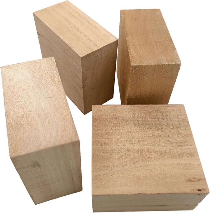 4PCS Basswood Carving Blocks, Whittling Wood Carving Kit, Unfinished Wooden