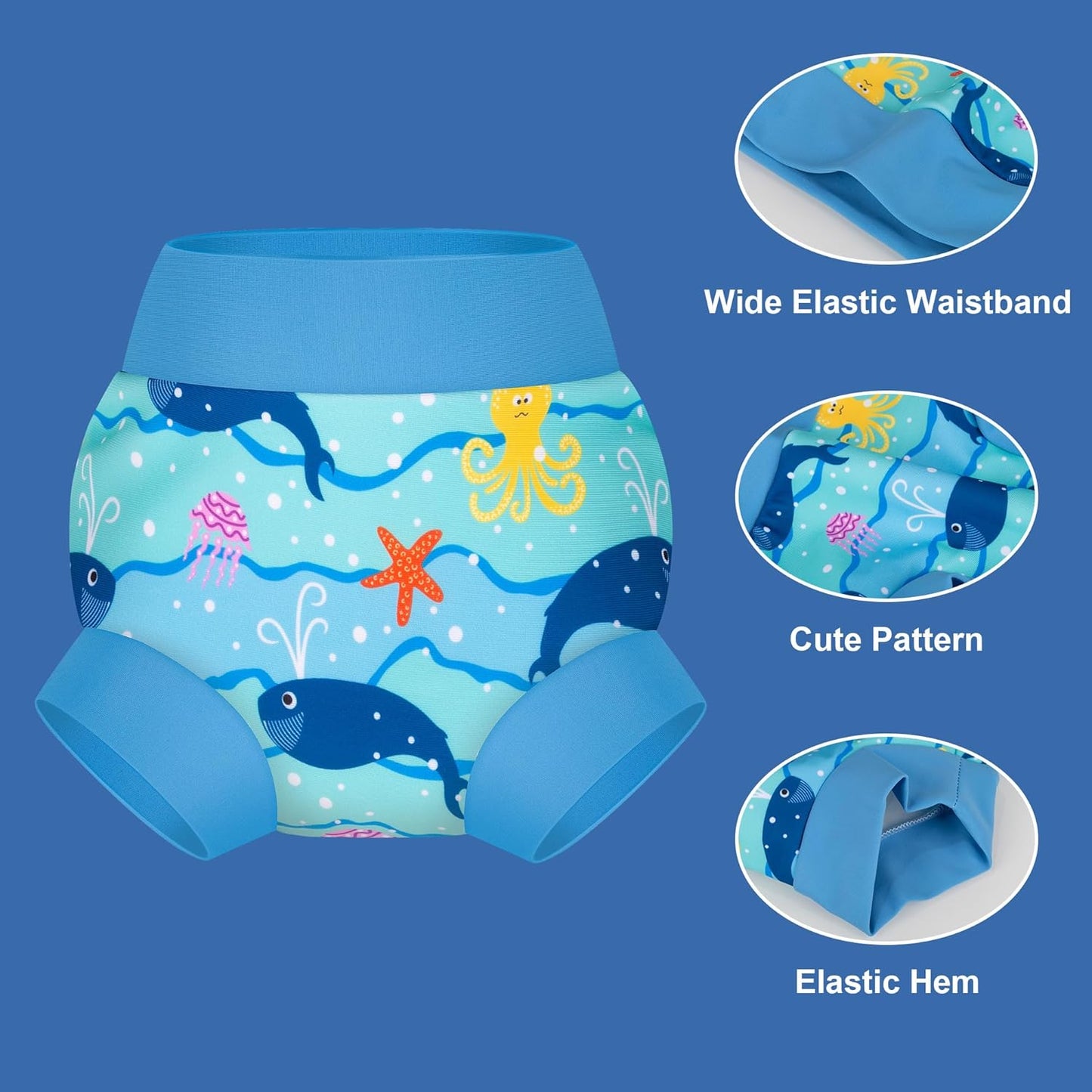 BIG ELEPHANT Baby Swim Diapers 3/6 Pack – Reusable Waterproof Diapers, Soft Breathable Swimwear for Boys and Girls