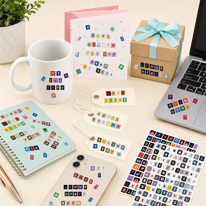 3912 Pcs Letter Stickers for Scrapbook Supplies, Vintage Alphabet Stickers | 36