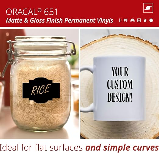ORACAL 651 Matte Black Vinyl Durable Roll Easy to Weed Permanent Adhesive Craft