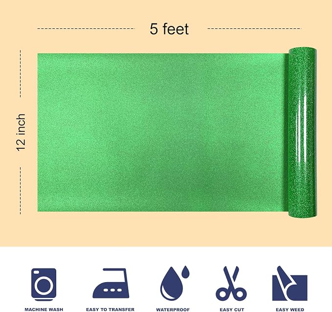 Glitter Puff Heat Transfer Vinyl, 12in X 5ft Iron on Vinyl | 3D Puff, Wash No