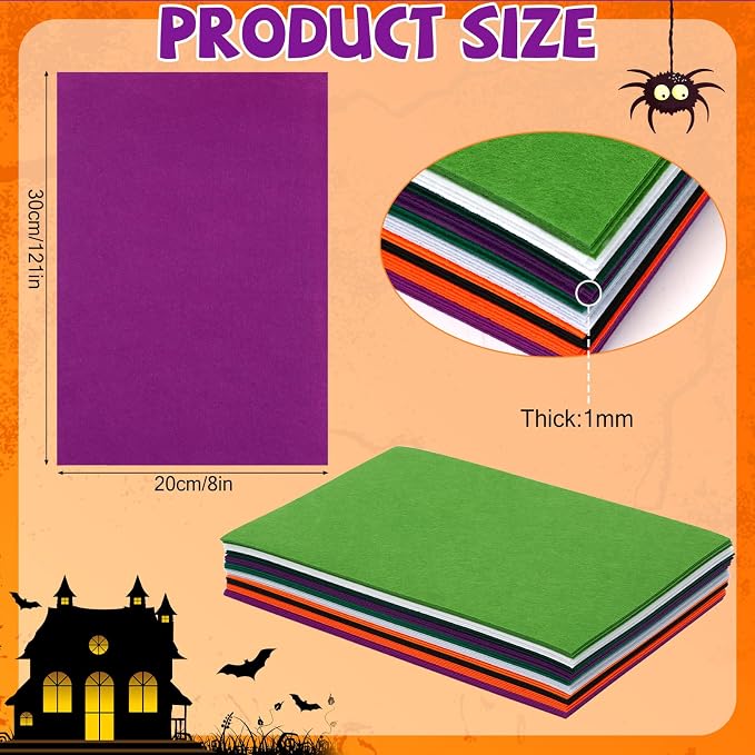 20 Pcs Halloween Felt Fabric Sheets