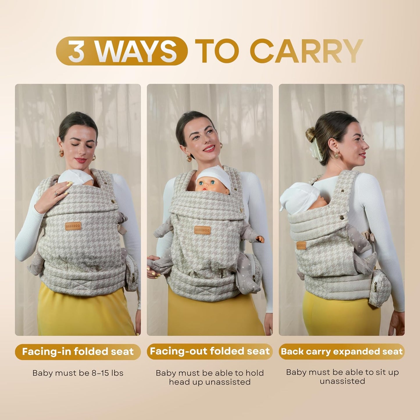 Baby Carrier Newborn to Toddler, Ergonomic Baby Toddler Carrier with Head Support (7-44 lbs) – Front Inward, Front Outward, Back Carry – Hands-Free, Lumbar Support (Black)