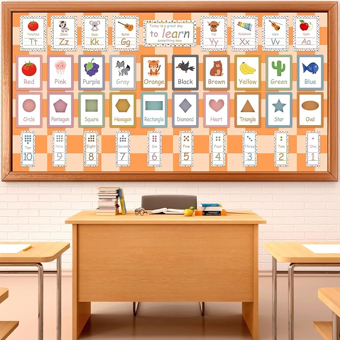 Hippie Orange Checked Bulletin Board Paper Roll Retro Orange Bulletin Board