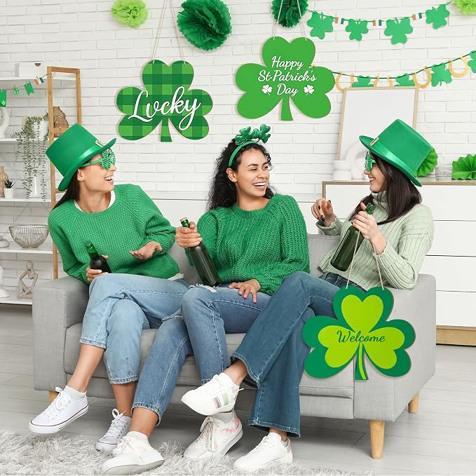 Large Size 12" Wooden Shamrock Ornaments to Paint, St. Patrick's Day Decoration