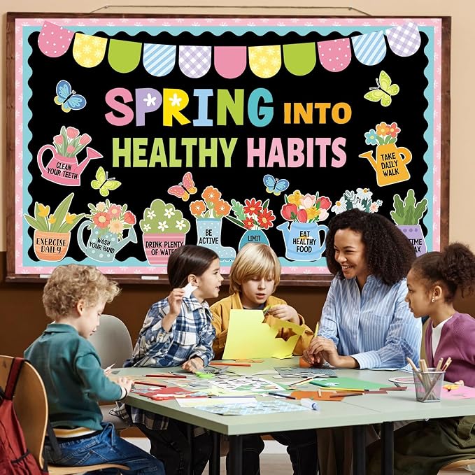 Spring Healthy Bulletin Board Set Spring Into Healthy Habits Classroom