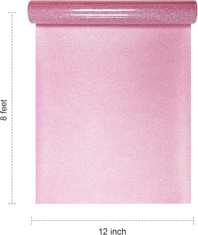 Efuncro- Pink Glitter HTV 12'' x 8ft Heat Transfer Vinyl, Iron on