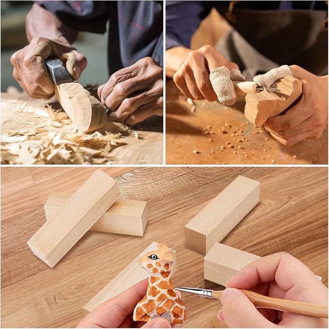 7 Pcs Basswood Carving Blocks, Soft Whittling Wood