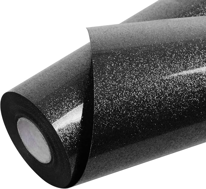 TORC Black Glitter HTV Heat Transfer Vinyl Roll 12 inch x 20 ft Iron on Vinyl
