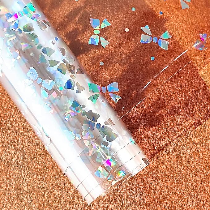 HYANG Transparent Bows PVC Super Clear Holographic Vinyl Faux Leather Sheets 1