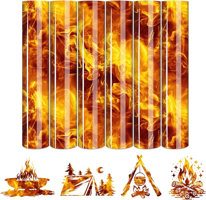 Tintnut Orange Flame Heat Transfer Vinyl, stretch washable, suitable