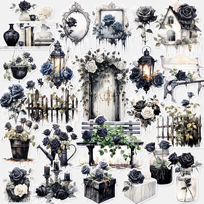 Dark Aesthetic Stickers 80 Pcs, Water Bottle Vinyl Waterproof Sticker