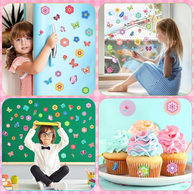 600Pcs Flower Foam Stickers Spring Butterfly Adhesive Stickers | Flower Decals