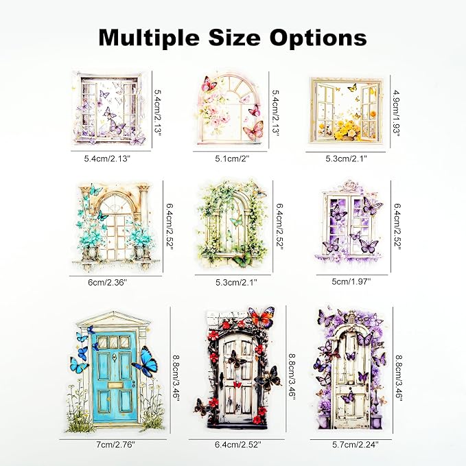 60PCS Butterfly Window PET Stickers – Romantic Vintage Style Journal Supplies