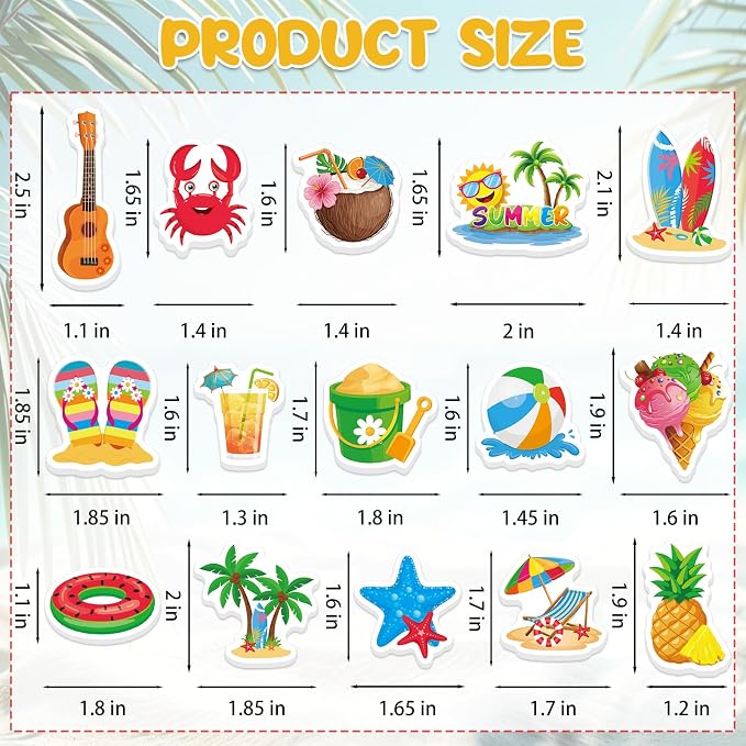 300Pcs Summer Foam Stickers, Colorful Self-Adhesive Summer Pool Beach Stickers