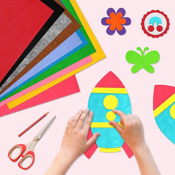 Morcheiong 50 Pcs Felt Fabric Soft Felt Fabric Sheet