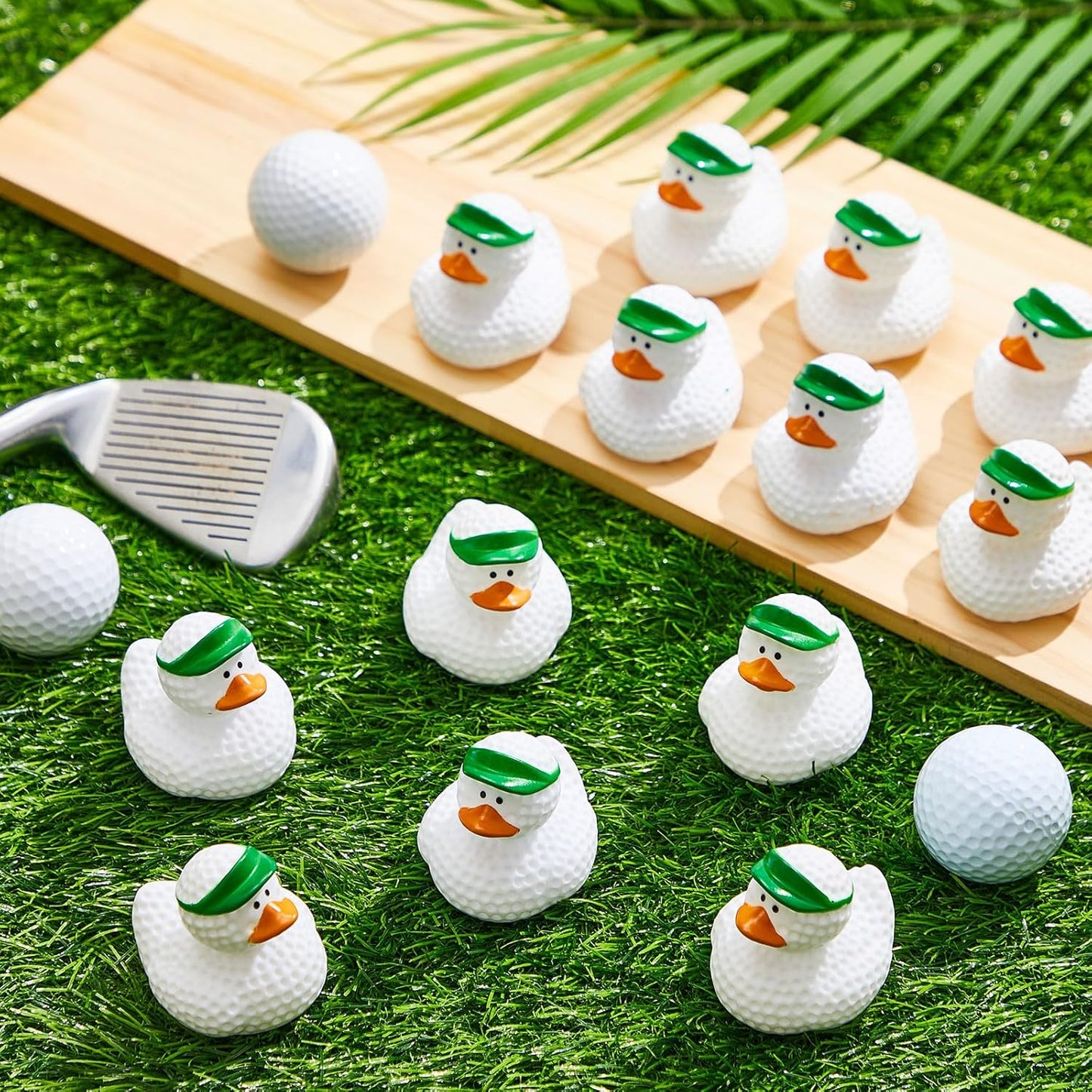 Deekin 12 Pcs Rubber Duck 2 Inch Bulk Sport Party Favors for Birthday Party Decorations Club Player Gift (Green Golf)