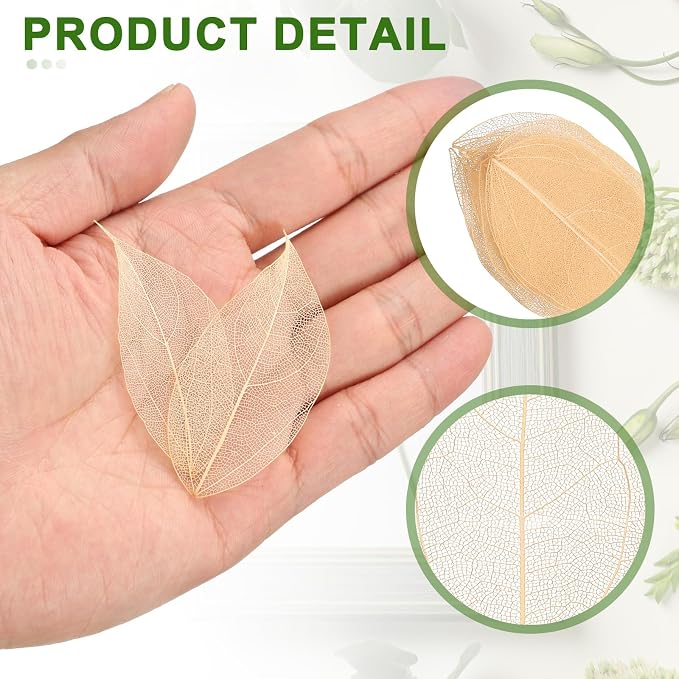 uxcell 100 Pcs Light Orange Skeleton Leaves