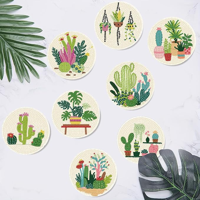 Clendo 8 Pcs Diamond Art Kits for Adults Coasters