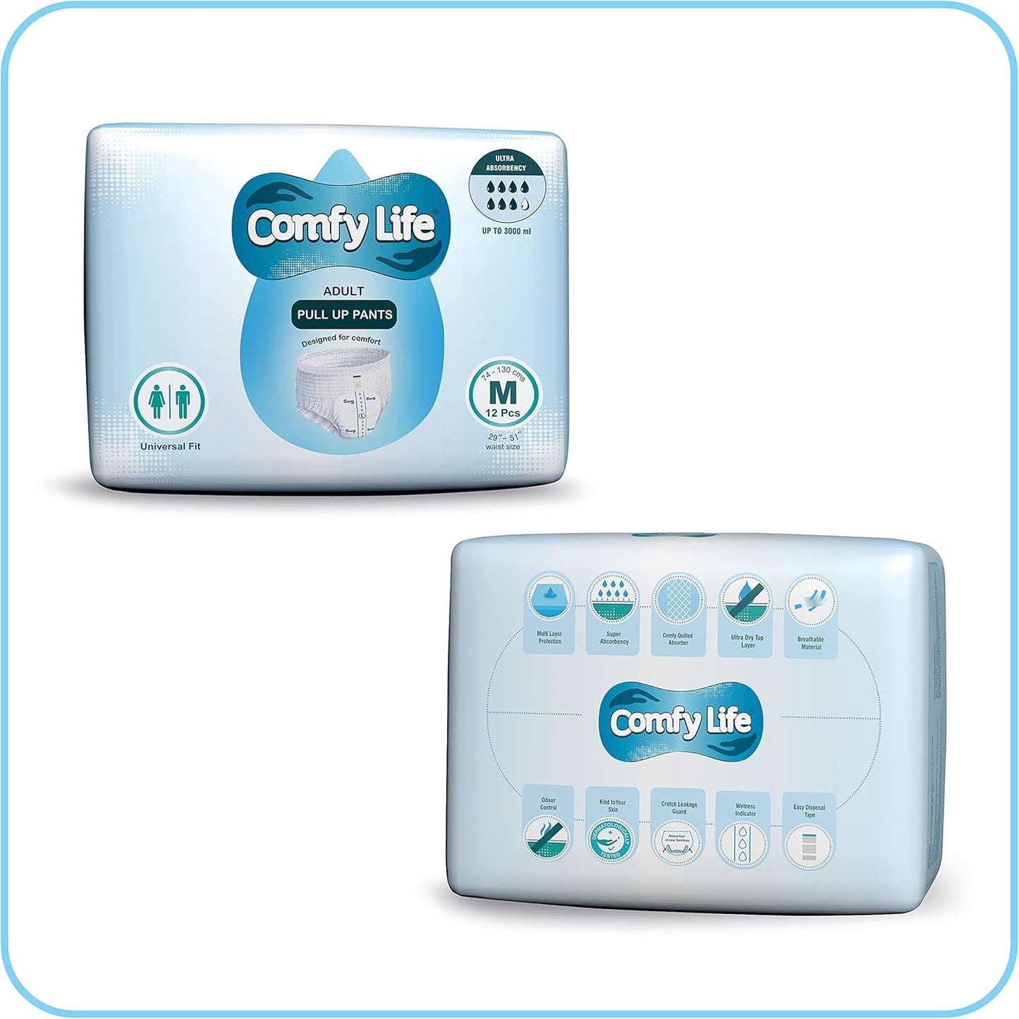 Comfy Life Premium Adult Diaper Incontinence Pull Up Pants – High Absorbency Adult Diapers for Women & Men - Adult Pull Up Nappy Pants for Comfort & Protection - Medium Pack of 12 Pants