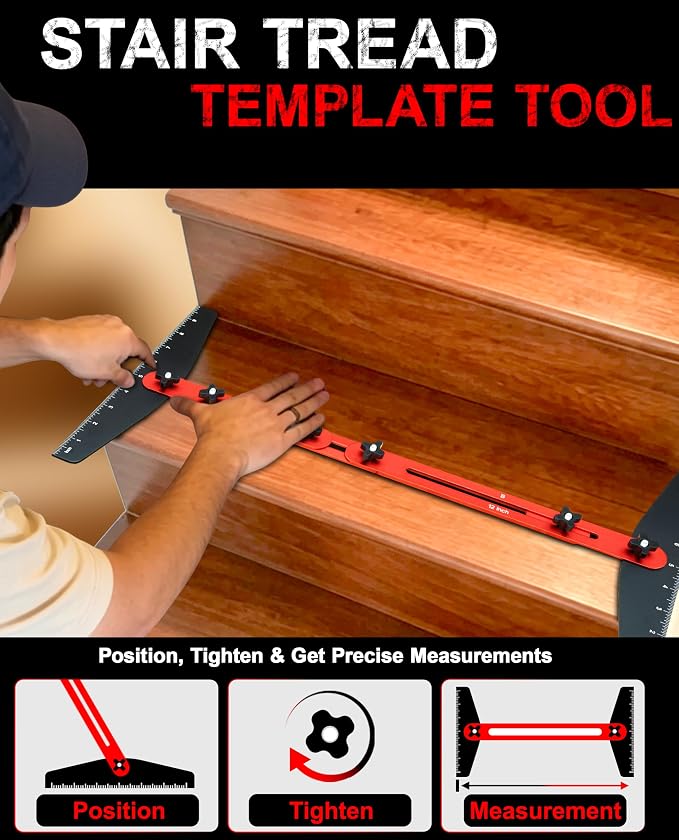 Stair Tread Template Tool, 8-60 inches Solid Aluminum Stair Tread Jig