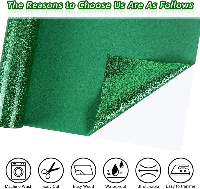 TORC Green Glitter HTV Green Heat Transfer Vinyl HTV Rolls