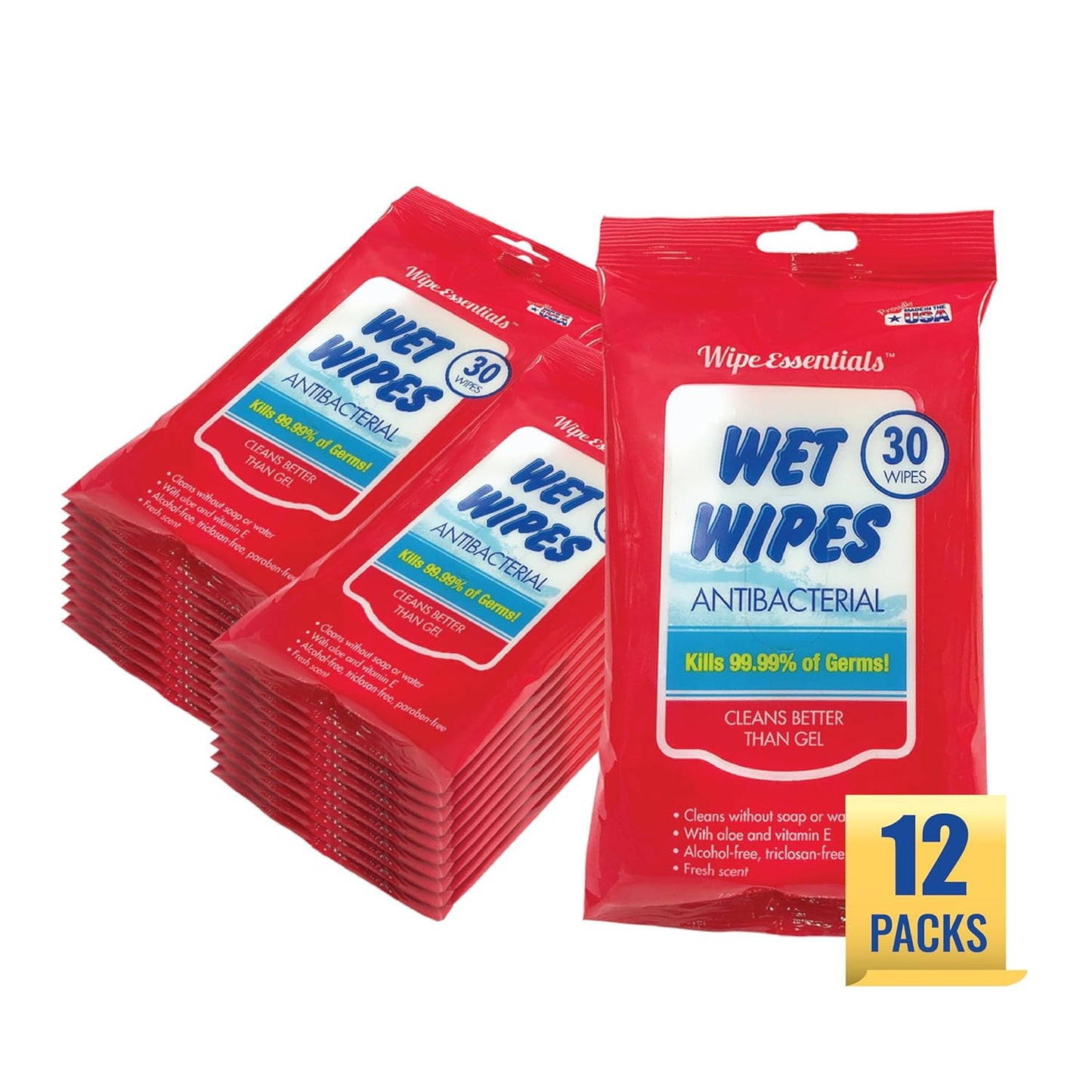 WipeEssentials Hand Sanitizer Hand Wipes for Adults and Kids - 360 wipes - 12 Packs of 30ct Hand Sanitizing Wipes, Travel Essentials