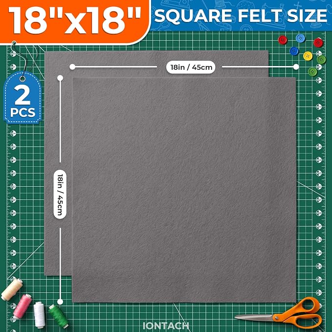 IONTACH 18" X 18" Soft Felt Sheets 1.6mm Thick | Acrylic Felt Fabric Sheets