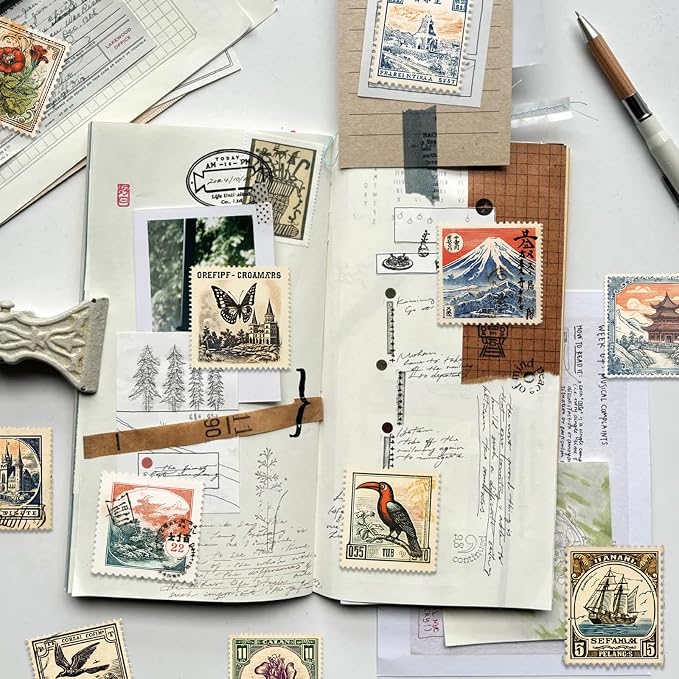 Vintage Scrapbook Stickers Set, Retro Stickers