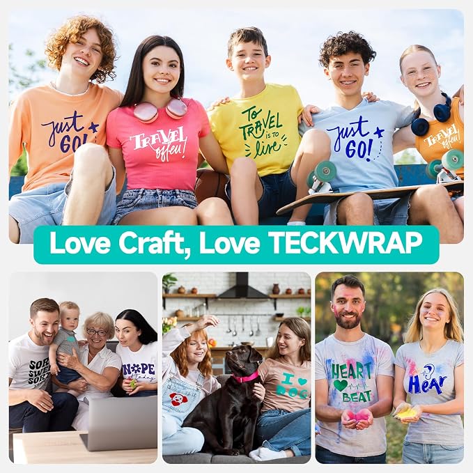 TECKWRAP Heat Transfer Vinyl for T-Shirts 11 PCS 12"x12" Easy Cut & Weed | PU