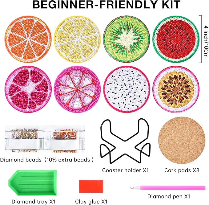 Fruit Diamond Art Painting Coasters Kit